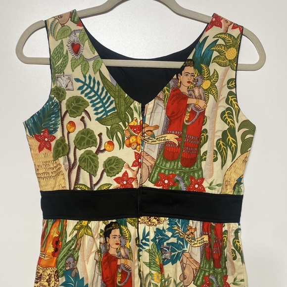 Frida Kahlo “Head Over Wheels” Dress in Beige by Hemet - Picture 9 of 16